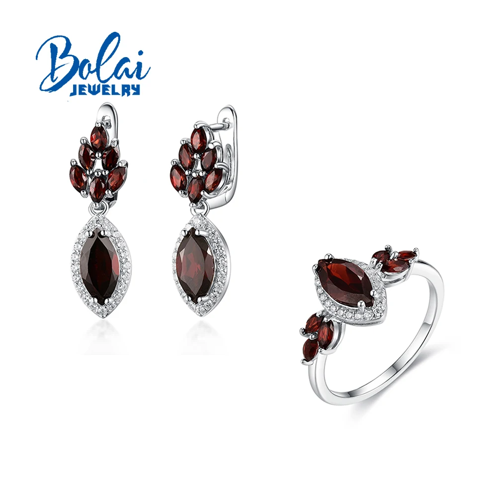 Elegant Classic Design Chic Huge Silver Dangle Earring Natural Garnet January Birthstone Luxury Jewelry Engagement Banquet Gift