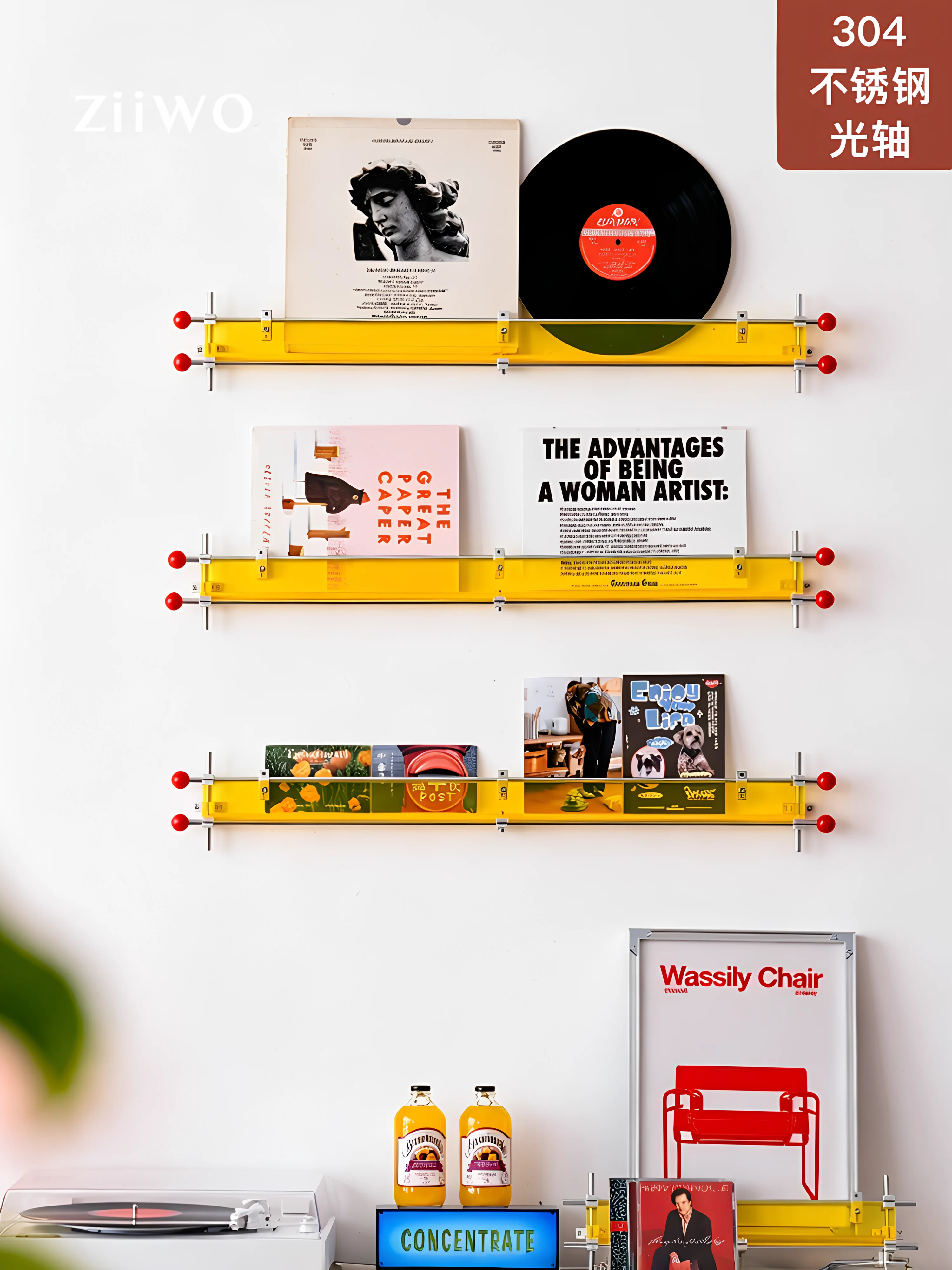 Acrylic optical axis magazine rack background wall decorative painting designer wall display book and newspaper rack