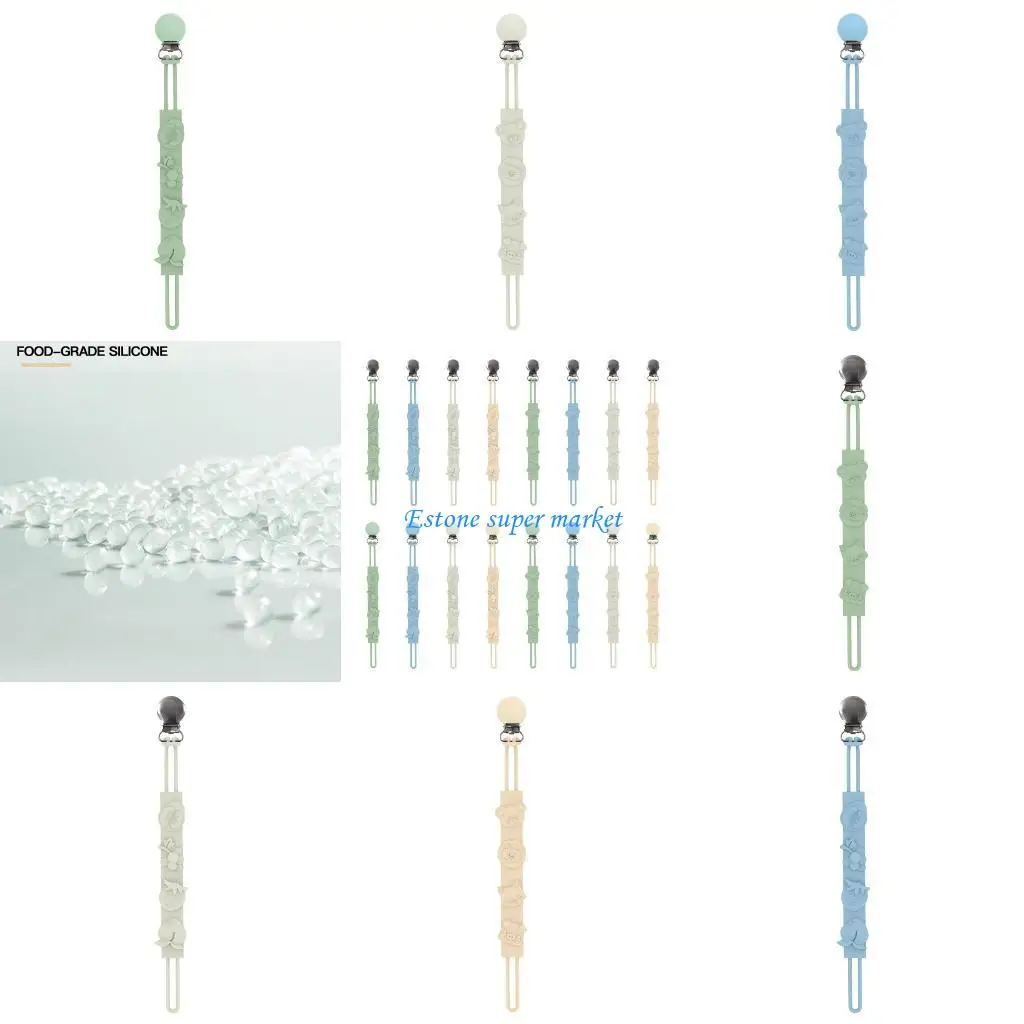 

090B Pacifier Silicone Strap Hanging Chain Adjustable Dummy Holder Baby Teether Clip