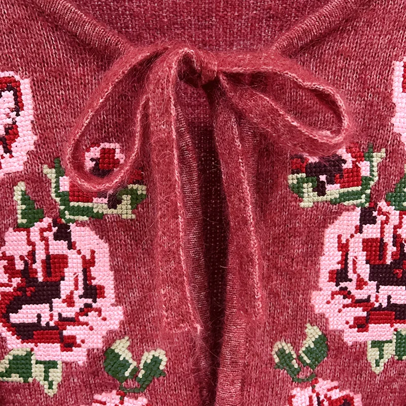 【هدية مجانية】2026 أوائل الربيع المرأة مزيج الصوف الأزهار الكروشيه متماسكة سترة عبر غرزة الدانتيل متابعة البلوز فضفاض