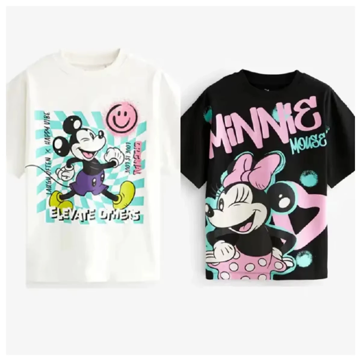

Детская одежда с Минни Диснеем, уличный топ, футболка для девочек, футболка с героями мультфильмов для мальчиков и девочек, повседневный топ с короткими рукавами, детская одежда для девочек