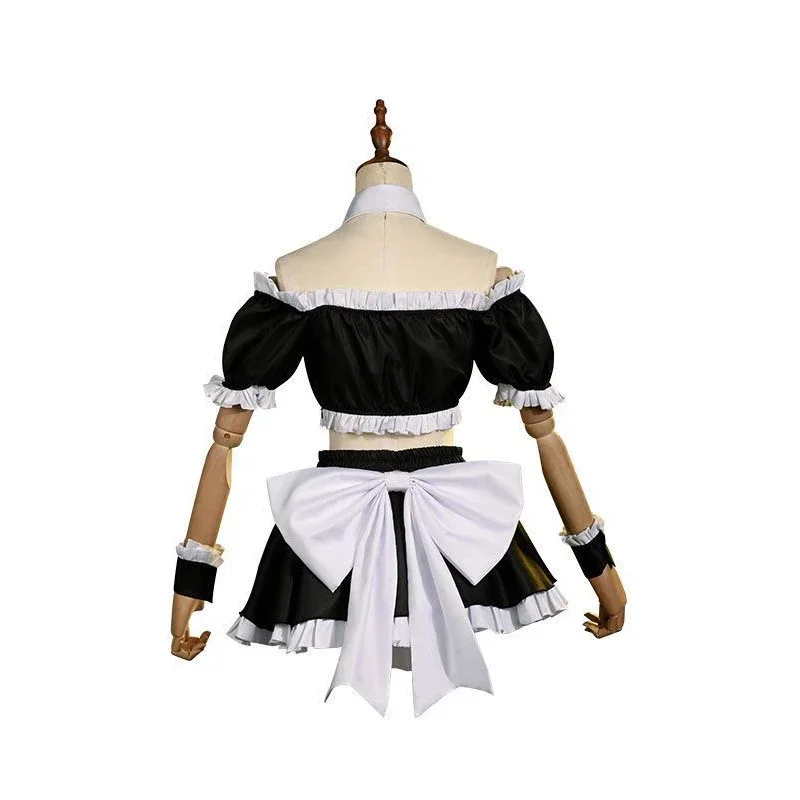 Date A Live Honjou Nia Cosplay Uniform Lolita Maid Dress Cute Girls Ruffle Off Shoulder Crop Tops Bowknot Mini Skirt with Apron