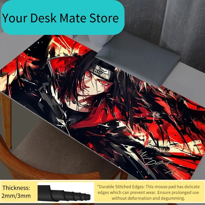 Mouse Pad Gamers Naruto Itachi Uchiha Decoracion Gamer Desk Mat Mousepad XXL Gaming Accessories Varmilo Keyboard Carpet