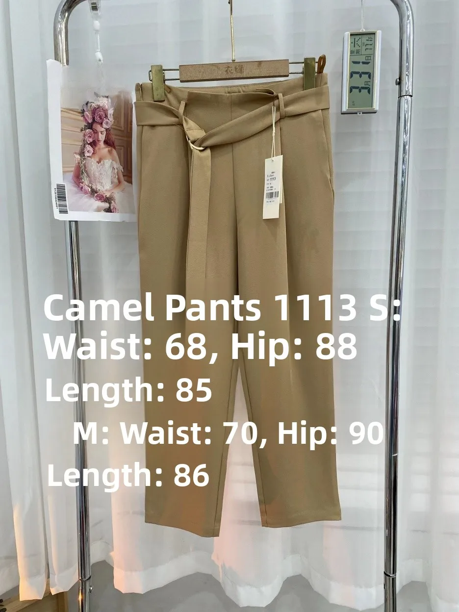 

High Waist Straight Leg Casual Pants with Belt Design Slimming Aesthetic Large Size Women's Faion Autumn Polyester