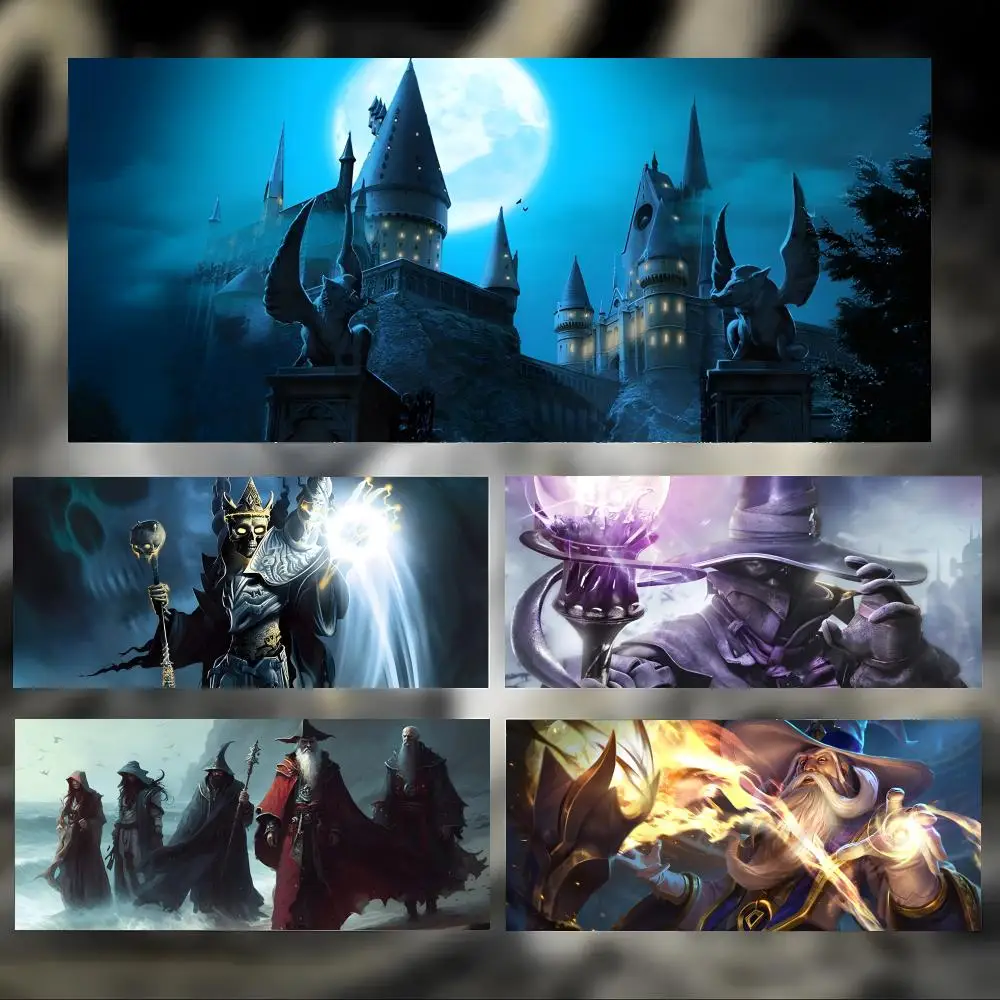 Magical Fantasy World W-Wizard Realm Mouse Pad Large Thick Desk Pad Stitched Edges Gaming Mouse Mat for PC