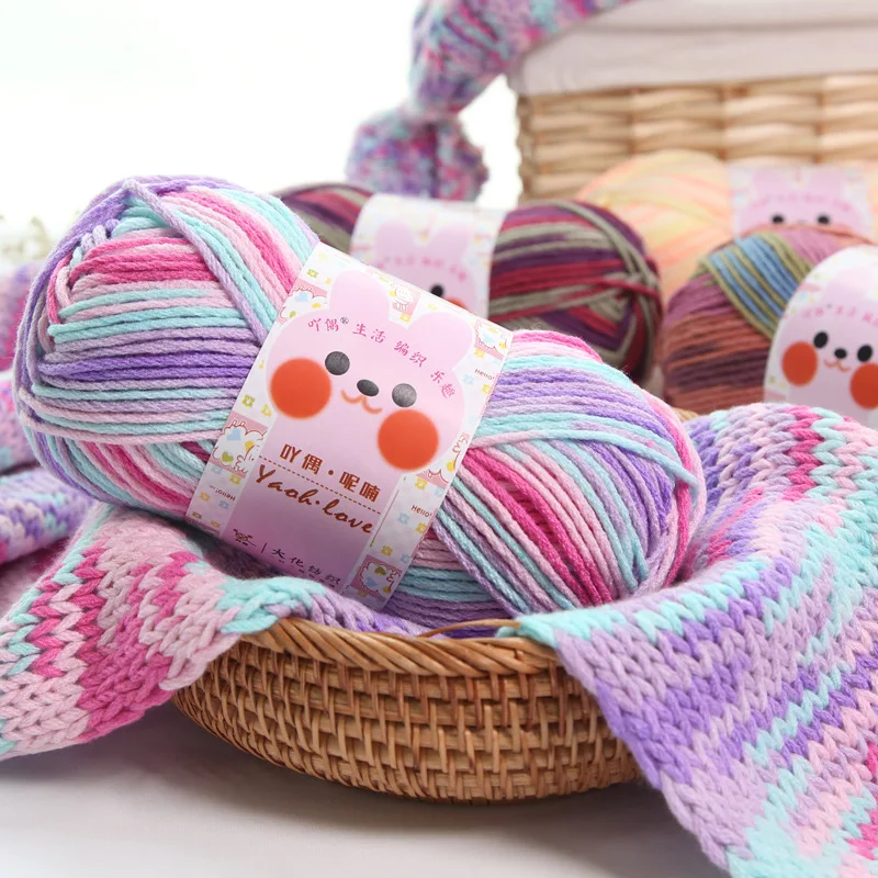 1Pc 100g Rainbow hand knitting cotton yarn Crocheting Acrylic yarn for amigurumi bag line knit sweater hat scarf blanket thread