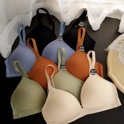 Sujetadores sin costuras para mujer, ropa interior Sexy, lencería a la moda, Top de sujetador ajustable de Color caramelo, Bralette de realce para mujer