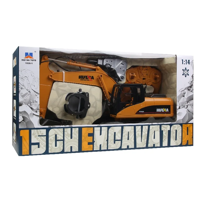Huina 2.4G alloy electric remote control engineering vehicle excavator bulldozer flatbed children's toys
