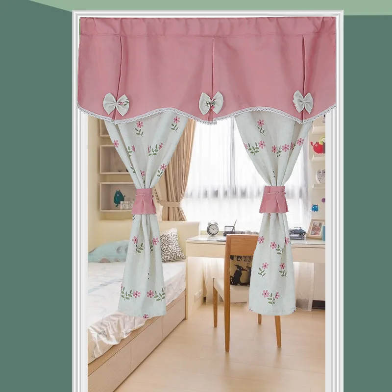 

Pastoral Door Curtain Flowers Leaves Printed Short Curtains for Living Room Bathroom Partition Half Kitchen Curtains Small Drape