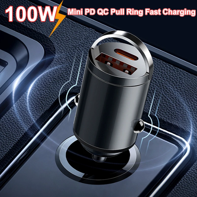 100W Mini PD USB Car Charger Lighter Car Charger for Xiaomi Samsung Huawei Super Fast Charging QC3.0 Car Charger for iPhone