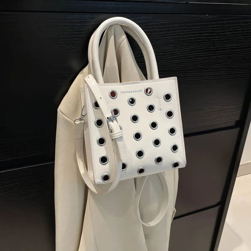 

Нишевая мини-квадратная сумка 2025 года для женщин, текстурированная корзина с шипами, маленькая сумка на плечо в стиле ретро, модная тканая сумка