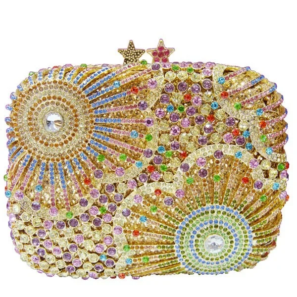 European American Style PU Clutch Banquet with Five-Pointed Small Square Crystal Silver Diamond Party Dinner Bag