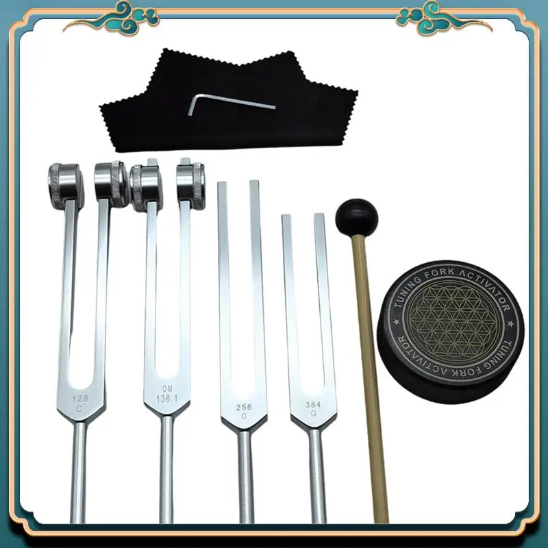 

Latest Tuning Forks For Healing Set 128Hz, 136Hz, 256Hz, 384Hz & Hockey Puck Activator For Healing,Sound Therapy,Keep Body