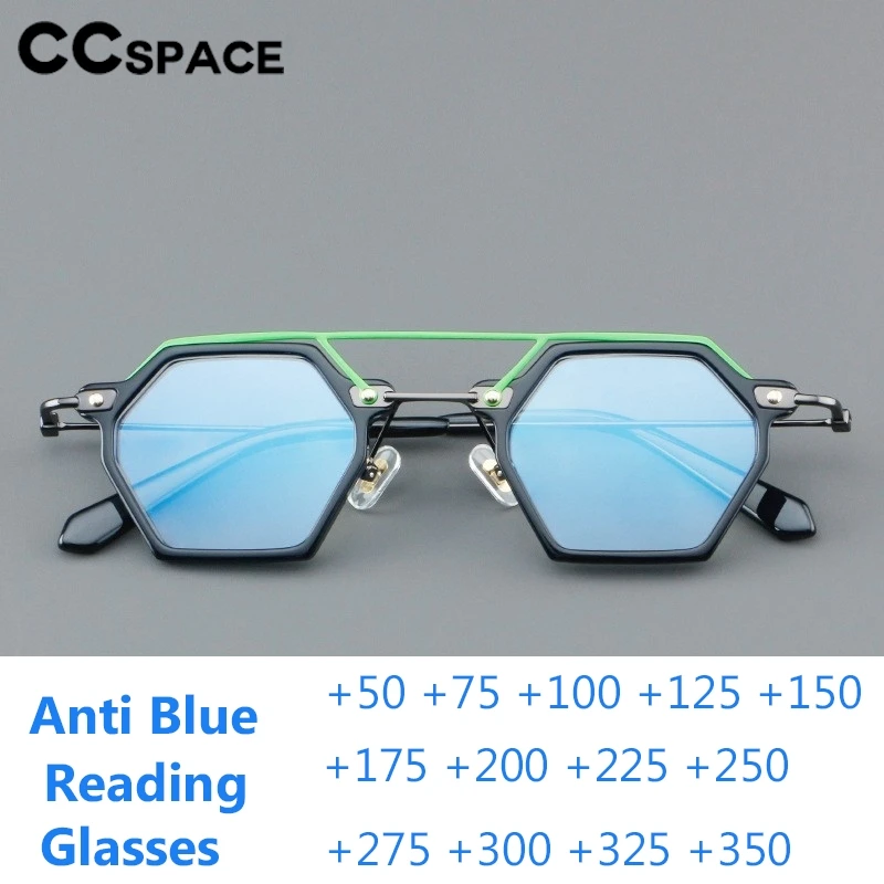 New In Polygon Acetate Anti Blue Light Reading Glasses Fashion Business Optical Presbyopia Eyeglasses +50+100+150+300+350 300812