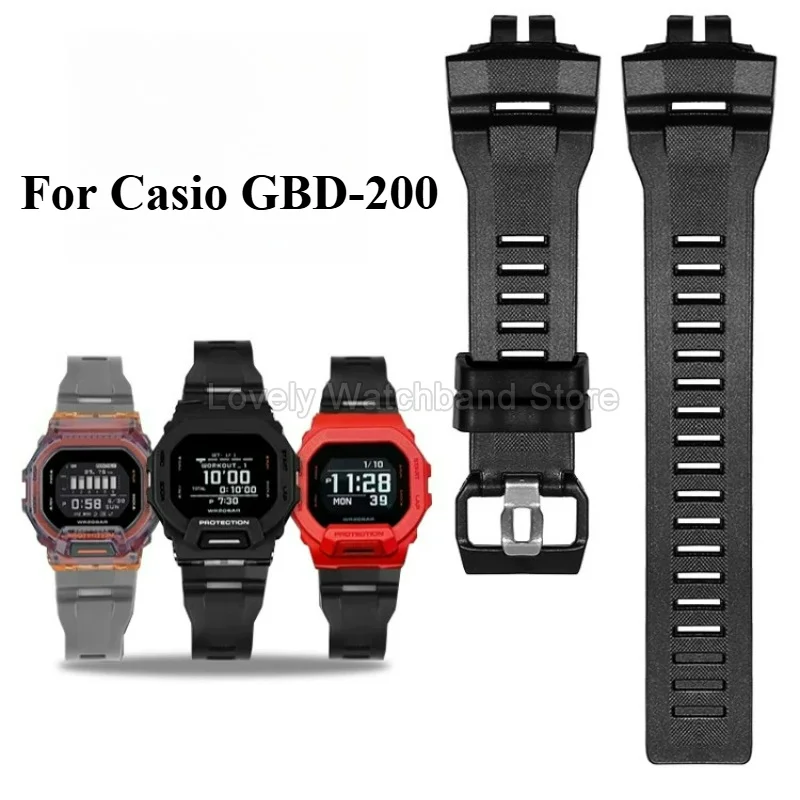 Black Resin Watchband Scratch Resistant Anti Fade Special Interface for Casio G-SHOCK GBD 200RD GBD 200SM GBD 200-1A Watch Strap