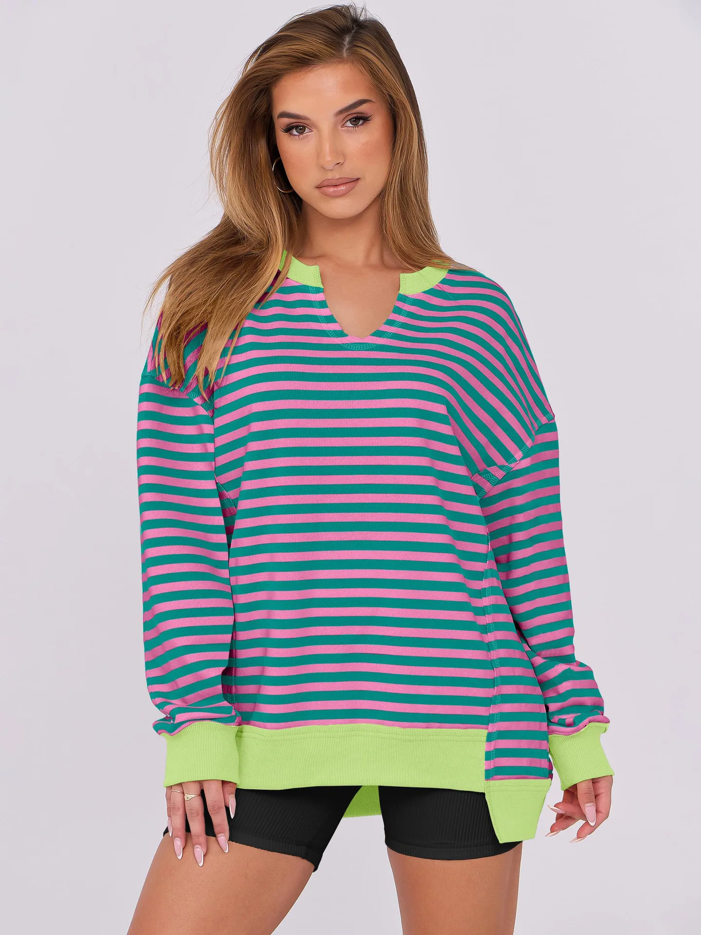 

Осенне-зимние блузки, новые женские однотонные повседневные свободные спортивные блузки для отдыха, новая рубашка, пуловер с v-образным вырезом и длинными рукавами