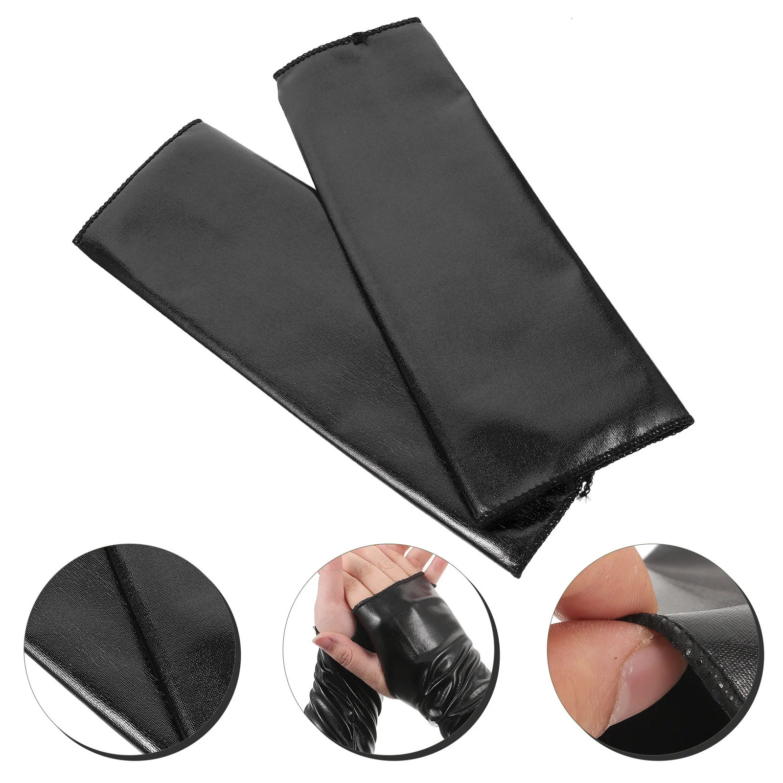 1 ペア光沢のある指なしロング手袋パンクスタイルハロウィンコスプレ手袋女性と男性のためのパーティーウェアゴシックアクセサリー