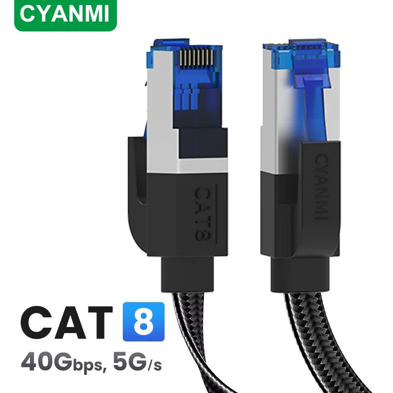 CYANMI Cat8 Ethernet Cable 40Gbps 2000MHz Cat6 Ethernet Cable, Cat 6 Cat 7 Cat 8 Network Lan for Modem RG45 Cat 8 Ethernet Cable