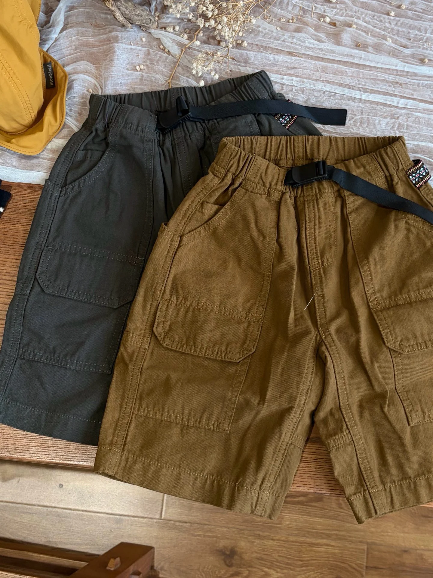 spring-summer-soft-washed-cotton-casual-workwear-shorts-for-boys-and-girls-ethnic-style-belt-multi-pocket-leisure-pants