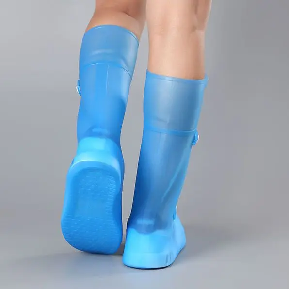 High Boots 36cm Waterproof Shoes Covers Womens Durable Silicone Overshoes Men's Washable Overshoe Wear-resistant Shoe Covers