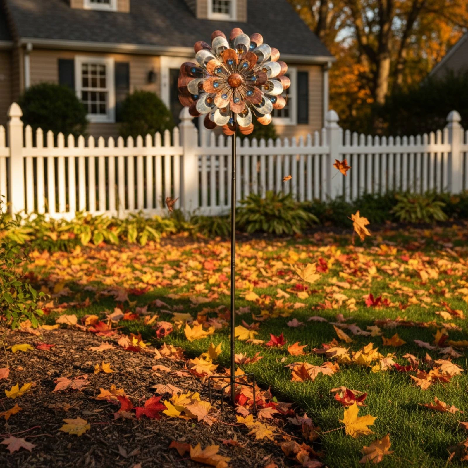 Metal Wind Rotator Decorative Flower Wind Rotator Stake Yard Stake Rotator Weather-Resistant Exterior Ornament Moving Rotate