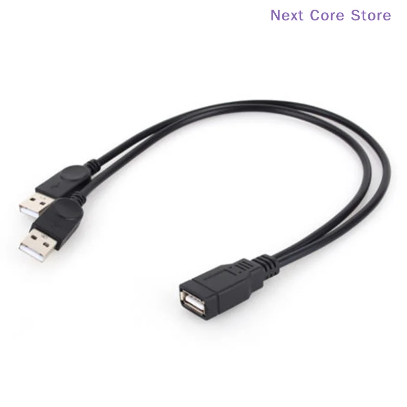 [NC]1Pcs Black USB 2.0 1 Female To 2 Male Y-Splitter Data Sync Charging Extension Cable[NC]