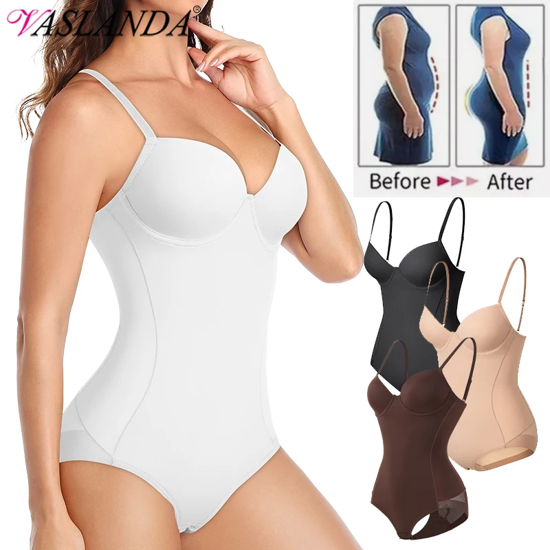 Women Sexy Body Shapewear Bodysuits Built-In Bra Camisole Tops  Waist Trainer Slim Full Body Shaper Lingerie With Underwire Cup