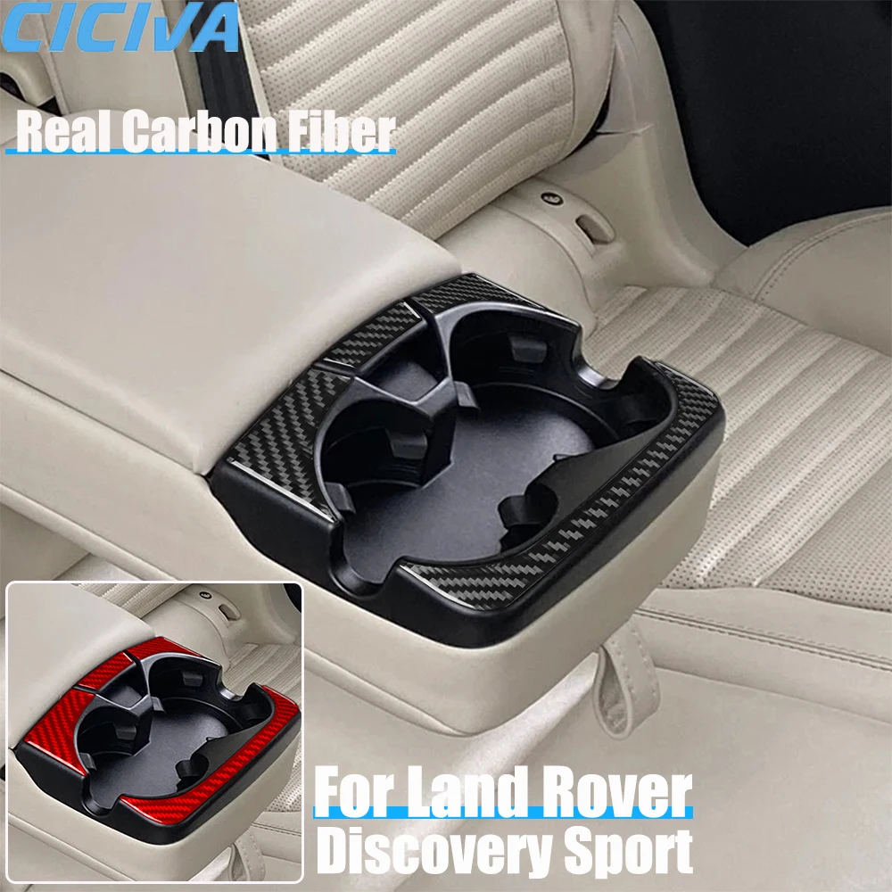 

Настоящее углеродное волокно, автомобильные аксессуары, задний подлокотник, держатель для чашки, накладка, мягкая наклейка для Land Rover Discovery Sport L550 2015-2019