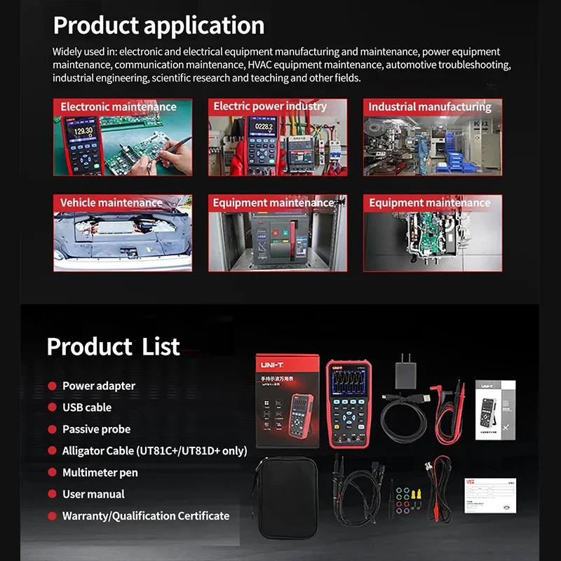 UT81D+ Handheld Oscilloscope, Multimeter and Signal Generator 3-in-1, Portable Digital Scope DMM for Electronic Engineers Develo
