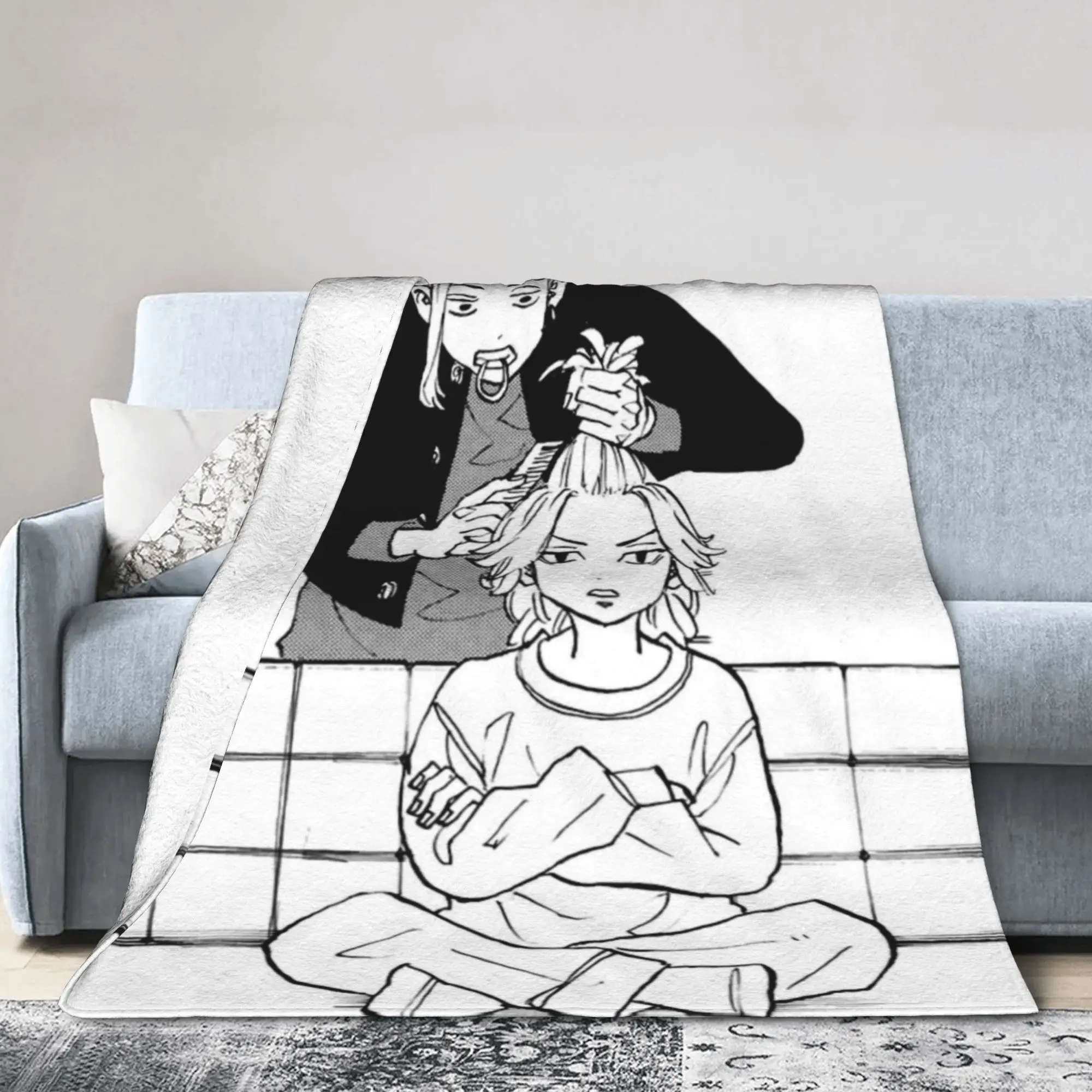Draken Ken Hinata Blanket Tokyo Revengers Takemichi Hanagaki Fuzzy Throw Blanket Bed Sofa Decoration Lightweight Bedspread