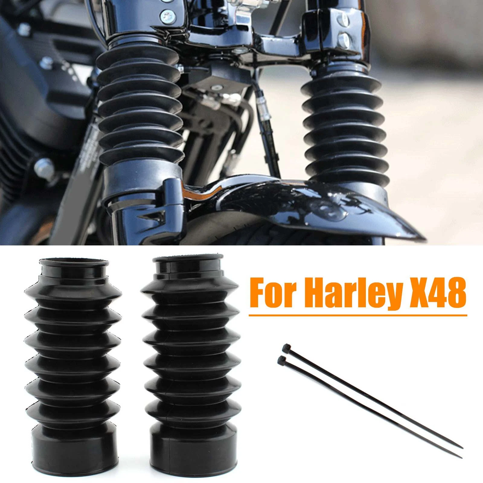 2Pcs Motorcycle Shock Absorber Rubber Motocross Front Fork Dustproof Cover For Harley Sportster XL1200X 48 FXDL 2016-2022 Bobber