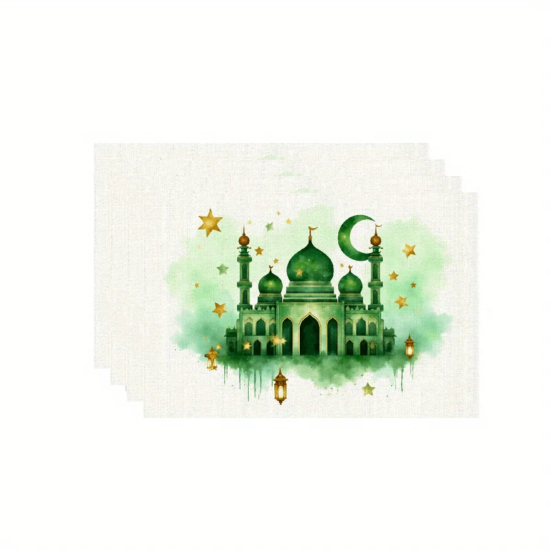 1PC Ramadan Placemats, Designed with Mosque Patterns and Starry Elements, Suitable for Festive Use.