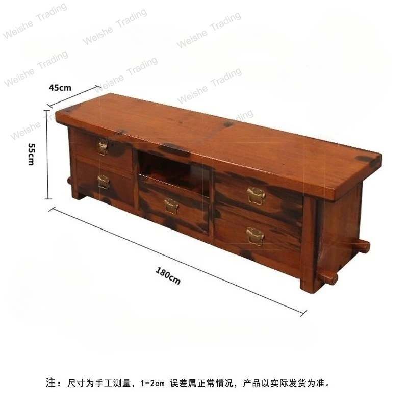 Old boat wood solid wood TV cabinet Chinese living room locker drawer storage retro TV