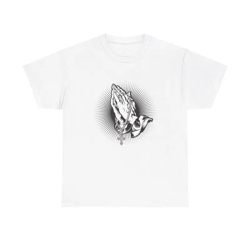 

Praying Hands Rosary T Shirt religious christ catholic faith hope love jesus
