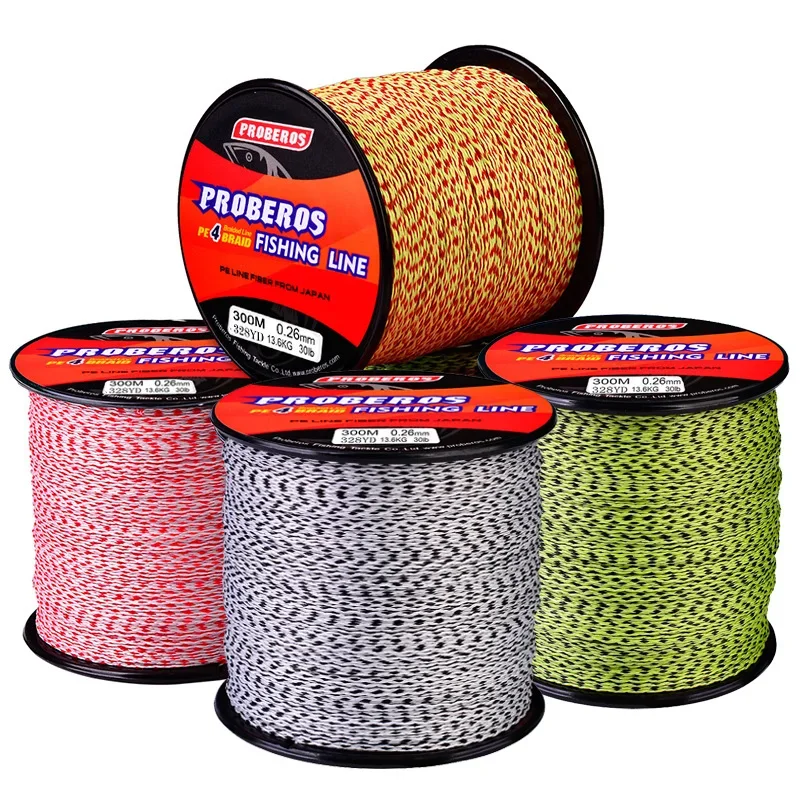 

300M 4 Braids Fishing Line Colorful Abrasion Resistance 4 Weaved Fish Wire Cord Fishing Tackle PE Braided 6LB-100LB Sea Fishline