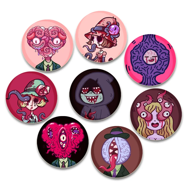 

Cute Little Monster Illustration Simple Button Pins,Snap in Design Brooches,Daily Stylish Ornament Badge,Ideal Gifts for Friends