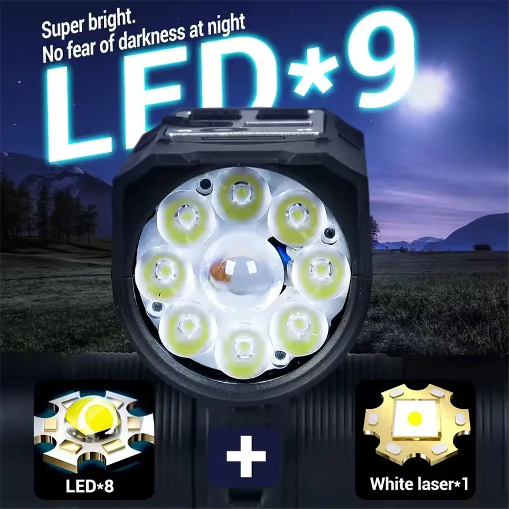 FANGTUOSI 9LED Bicycle Headlight USB Rechargeable Bike Lamp Super Bright Handlebar Lights Outdoor Waterproof Cycling Front Light
