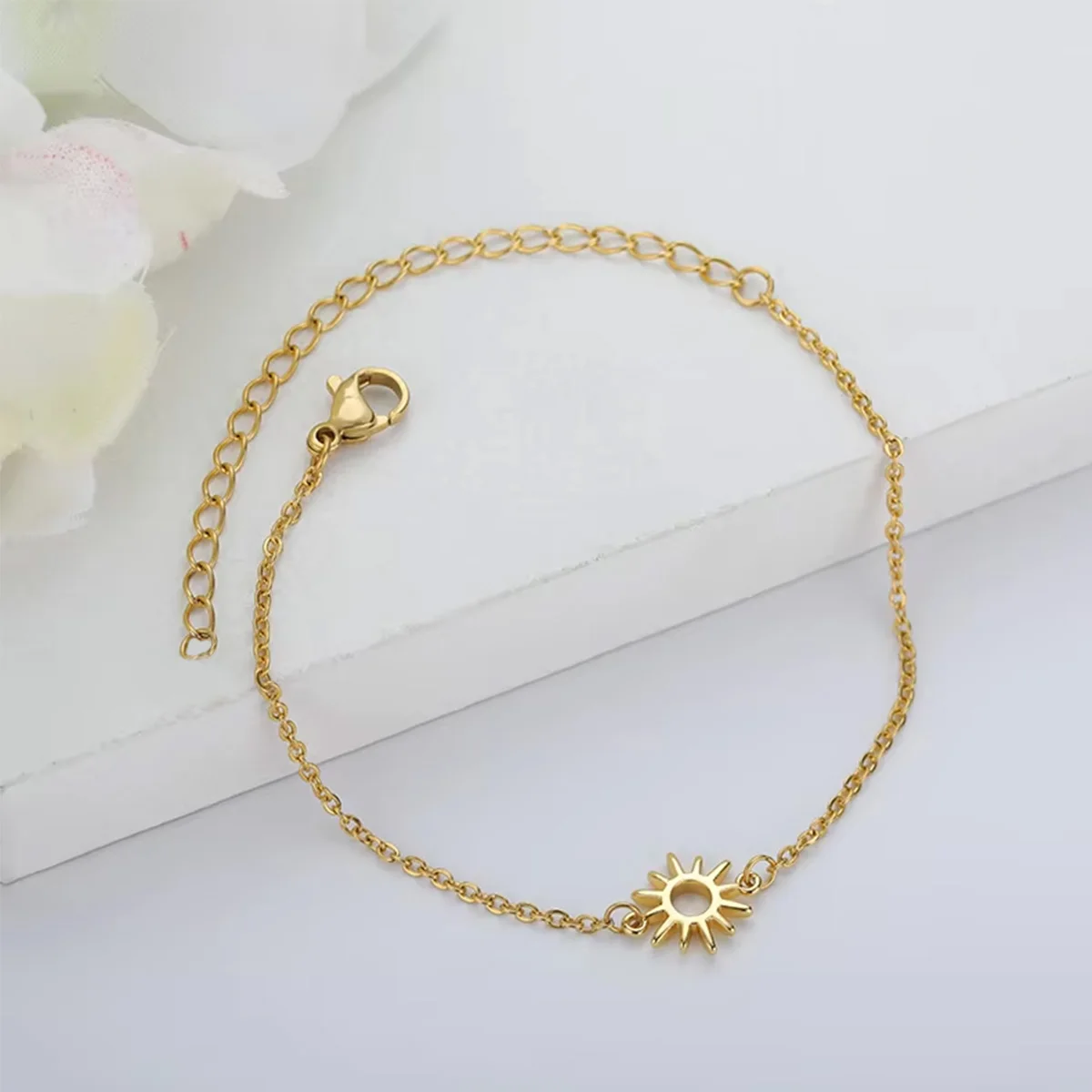 الشمس الجوف أساور للنساء الرجال الفولاذ المقاوم للصدأ سلسلة اليد خمر عباد الشمس خلخال بوهو مجوهرات للقدم هدية اكسسوارات