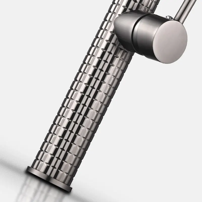 Household Kitchen Faucet Gray Sink Faucet Single Handle Mixer Tap Installation Kitchen Water Tap Metal Hose Rotation Mixer Tap