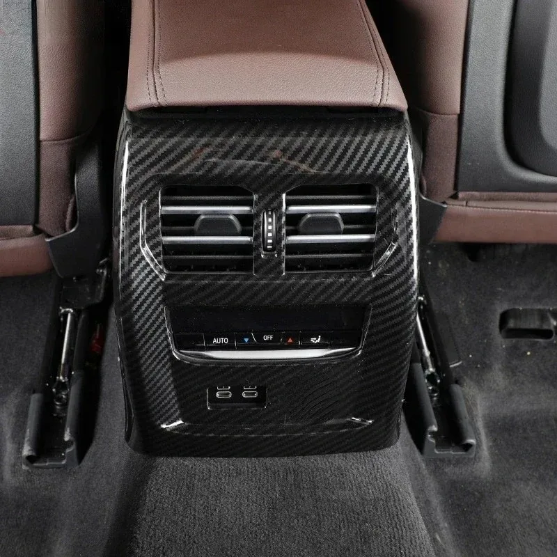 For BMW 3 Series G20 G28 2020-2024 ABS Carbon Fiber Car Rear Air Outlet Anti-kick Panels Frame Cover Interior Car Accessories