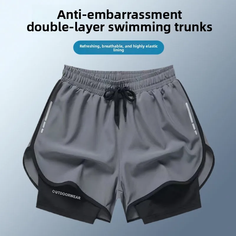 Men Swim Trunks 2026 Quick Dry Anti Embarrassment Breathable Square Cut Beach Shorts Swimming Gear