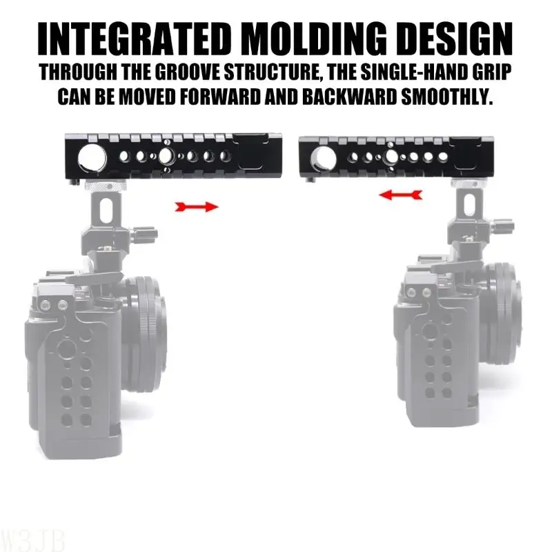 W3JB Kameragriff DSLR-Griff mit 3/8 Zoll 1/4 Zoll Gewindeloch Arca-Loch/obere Gleitschiene zur Gerätebefestigung – Detail 2