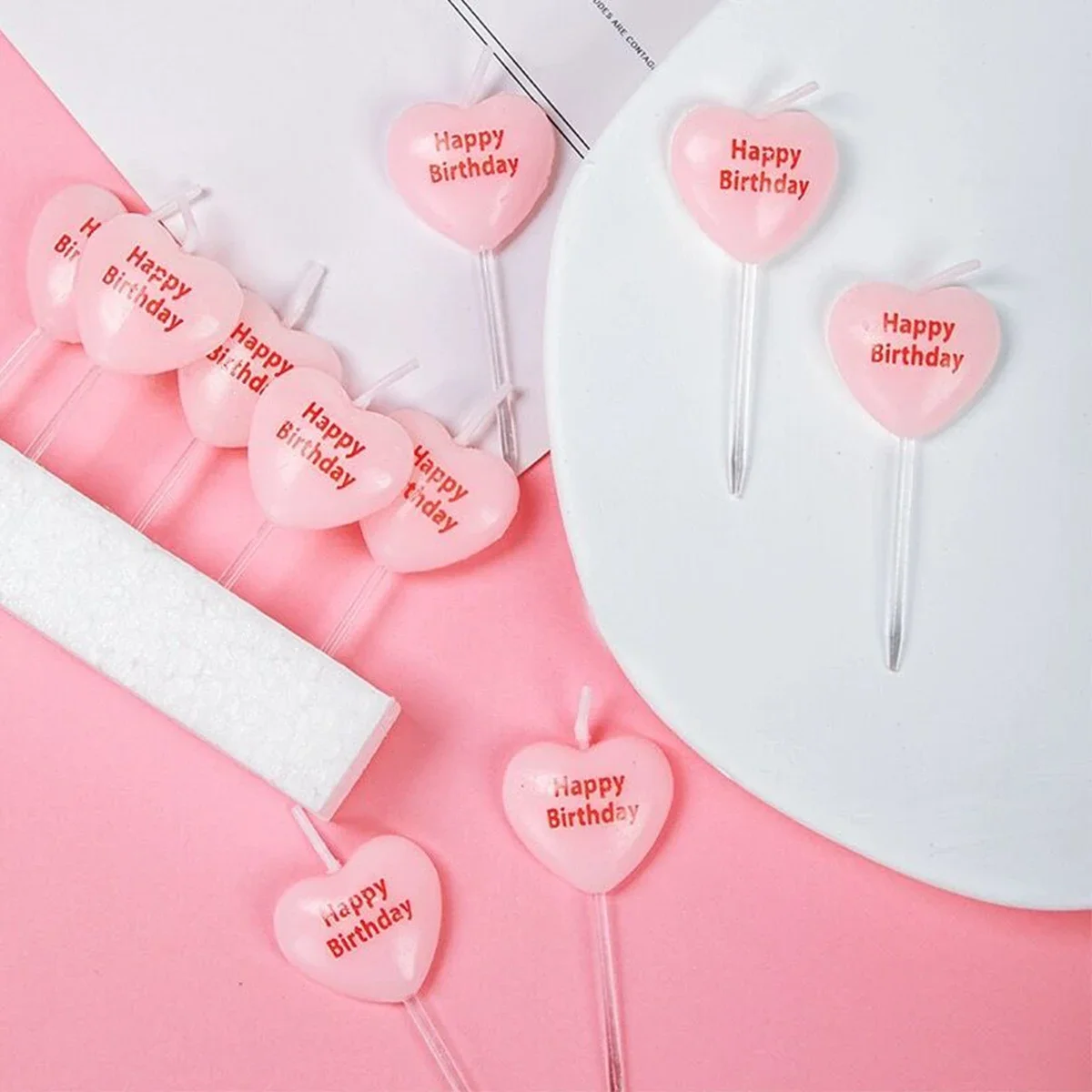 5pcs Cute Heart Shaped Birthday Candles Cake Candle Toppers for Party Wedding Cake Decoration Supplies Birthday Candles - view 4