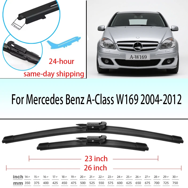 

For Mercedes Benz A-Class W169 2004-2012 2005 Wiper Front Wiper Blades Windshield Windscreen Window Brushes 26"+23"