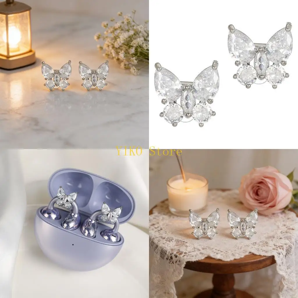 K32C Wireless Bluetooth-compatible Earbuds Earrings Set Butterfly Earbuds Accessories Noise Cancelling For Freeclip