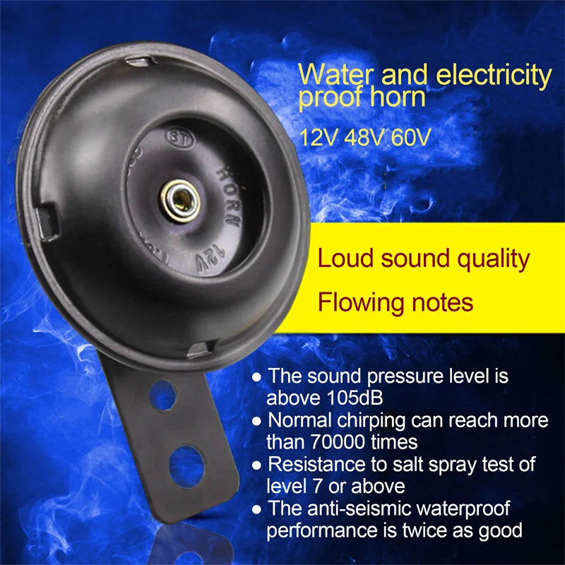

1PC 12/48/60V Waterproof Round Motorcycle Electric Horn Modified Tweeter Tricycle Super Loud Horn Motorcycle Accessories