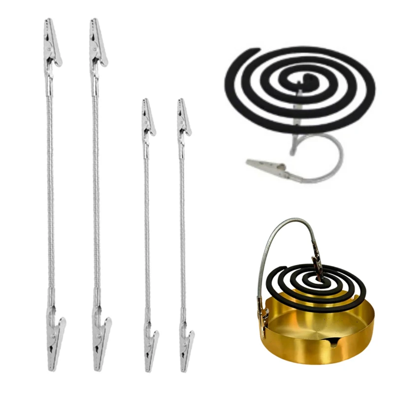 Portable Mosquito Coil Clip Double Head Alligator Extra Long Metal Thread Holder Stainless Steel Home Garden Tool Outdoor Use