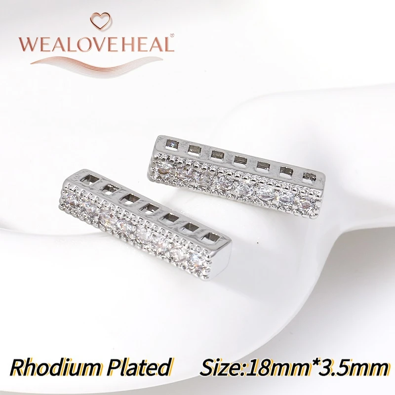 18K vergoldete Messing-Rechteck-Abstandshalter, luxuriöser Micro-Pavé-CZ-Trennverbinder für DIY-Schmuckherstellung, Großhandel – Detail 27