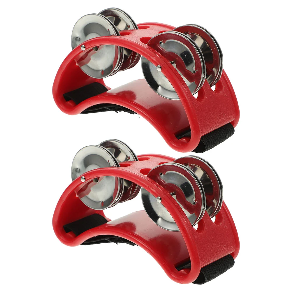 

2 Pcs Bass Double Row Footbell Child Drum Pedal Stainless Steel Dholki Music Enlightenment Tambourines