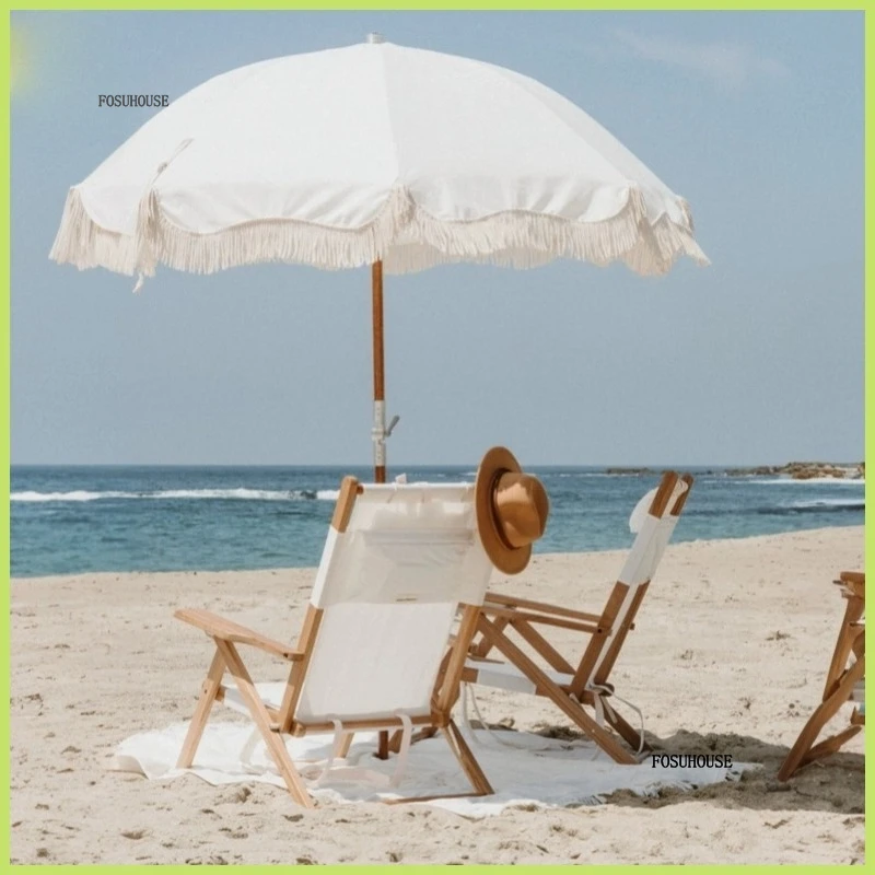 #Outdoor Patio Umbrellas Nordic Customizable 2M Beach Umbrella Outdoor Sun Protection Portable Folding Parasol Outdoor Furniture